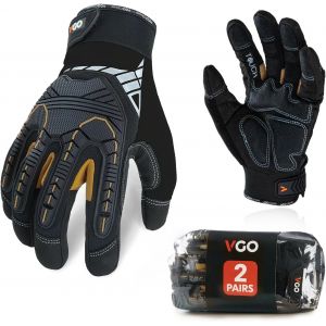 NouvelHorizonstore-2Paires Gants de travail de s&eacute;curit&eacute;, gants de m&eacute;canicien, gants anti-vibrations, robustes (SL8849,11/XXL,Noir/Dor&eacute;,2Paires) - Neuf