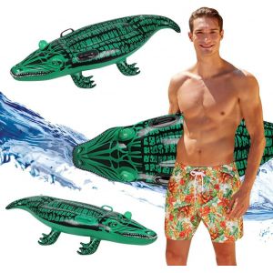 Kal-Crocodile Flottant Gonflable, Crocodile Flotteurs De Piscine En Crocodile Jouet, Pvc Jouets Gonflables Pour Enfants, Bouée Gonflable Chevauchable Crocodile With Poignée, Green - Neuf