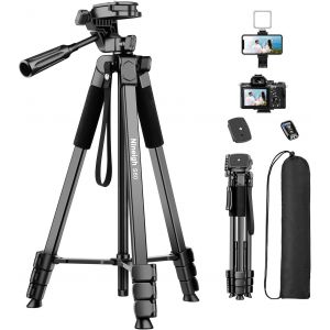 lbgwp60-160Cm Trepied Smartphone, Portable Trepied Téléphone Avec Télécommande Et Support, Trépied Appareil Photo De Voyage Léger En Aluminium Pour Iphone/Samsung/Caméra - Neuf