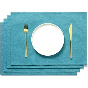 Moiuy-Set De Table En Tissu Lot De 4 Sets De Table En Turquoise Sets De Table En Coton 48 X 33 Cm - Neuf