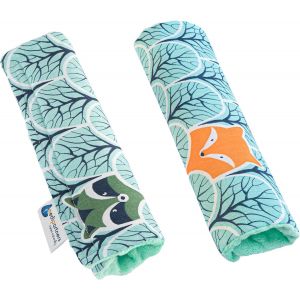 Subzonal-Prot&egrave;ge Ceinture Enfant 2 Pi&egrave;ces Coussin De S&eacute;curit&eacute; Voiture Protege Kids 17x22cm 100% Coton Minky Cover Securite Auto Poussette Pour Bebe Amovible (For&ecirc;t &Agrave; La Menthe Minky) - Neuf