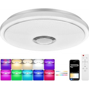 Subzonal-60w Plafonnier Rond Led Dimmable Changement De Couleur Rgb Lampe De Plafond &Oslash;40cm &Eacute;clairage De Plafond Led Avec Haut-Parleur Bluetooth T&eacute;l&eacute;commande Et App Contr&ocirc;le Pour Chambre Salon - Neuf