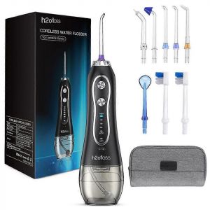 Hydropulseur Sans Fil H2ofloss Hf-6, 5 Embouts, Portable, Rechargeable, Etanche Ipx7, Pour Le Nettoyage Des Dents Et Des Appareils Dentaires - Neuf