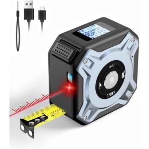 JEXNOVASHOP-Ruban &agrave; Mesurer Laser 2 en 1, Telemetre Laser 40m & Metre Ruban 5m, USB-C Rechargeable Metre Laser, &Eacute;cran LCD, Plusieurs Modes de Mesure, M/in/Ft, pour Le Bricolage et la D&eacute;coration Int&eacute;r - Neuf