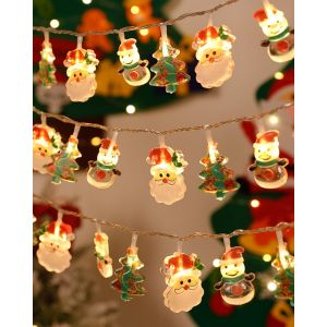 TRAHOO-Guirlande Lumineuse Noel a Int&eacute;rieur, 3M 20LED Blanc Chaud Guirlande Lumineuse pile de Bonhomme de Neige, P&egrave;re No&euml;l pour Deco Sapin de Noel, Mariage, Soir&eacute;e, Jardin, F&ecirc;te Ext&eacute;rieur Festival - Neuf