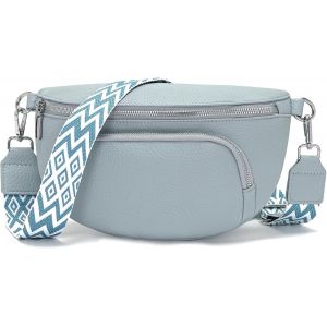 TZF-Sac Banane Femme Bleu Clair Petit Sac bandouli&egrave;re Femme Tendance Cuir Vegan Sac a Main Bananes Sacs Banane Ville - Neuf