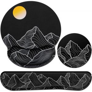 Ensemble De Tapis De Souris 3 En 1, Tapis De Souris Avec Coussin En Gel + Repose-Poignets Pour Clavier + Dessous De Verre, Tapis De Souris Ergonomique Avec Mousse &Agrave; M&eacute;moire De Forme, Soulage - Neuf