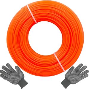 CHECARZHN--NO1-Fil De Débroussailleuse, 1,6 Mm De Diamètre (Rond), 100 M De Fil De Tonte, Fil De Débroussailleuse (Orange), Fil En Nylon, Fil Pour Débroussailleuse [Contient Une Paire De Gants] - Neuf