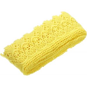 Sjzg-Ruban En Dentelle De Coton Extensible Pour Bricolage, Scrapbooking, V&ecirc;tements, Rideaux, Nappe, Tissu, D&eacute;coration De Mariage, Emballage Cadeau - 7,6 Cm X 4,8 M - Jaune - Neuf