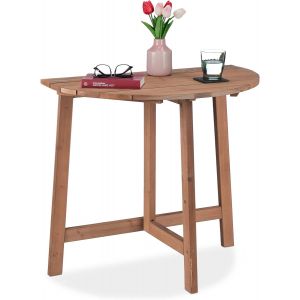 Ulteronixshop-Table Pliante, Demi-Lune, Hxlxp: 74x80x50 Cm, Balcon, Jardin & Terrasse, Bois, Ext&eacute;rieur, Table Murale, Marron - Neuf