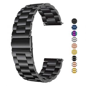 Bracelet De Montre Seiko 24 Mm En Acier Inoxydable Noir Pour Homme Et Femme - Neuf