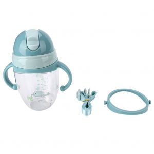 Bouteille D'eau Portable 320 Ml A Double Anse Et Bec De Canard Avec Paille Pour Bebe Etudiant (Vert) - Neuf