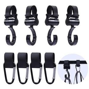 Lot De 8 Crochets Pour Poussette, 2 Types De Clips Pour Poussette, Noirs, Rotatifs À 360 Degrés, Pour Sacs À Langer, Poussette, Sac À Main, Courses - Neuf