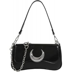 Petit sac fourre-tout &agrave; bandouli&egrave;re pour femme,sac &agrave; main motif croissant de lune,sac &agrave; main noir,double sangle,sacoche,beige,Small - Neuf