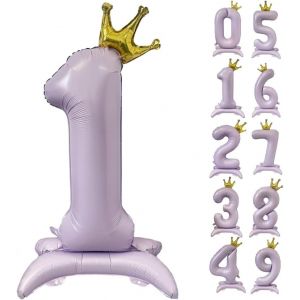 SJZG-Ballon Violet En Forme De Chiffre 1 De 101 Cm Avec Couronne, Couronne Violet Clair, Grands Ballons &Agrave; L'H&eacute;lium, Pour D&eacute;coration D'Anniversaire, De F&ecirc;te, De Mariage - Neuf