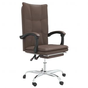 Chaise fauteuil si&egrave;ge pivotante de inclinable de bureau informatique &eacute;tude similicuir brun Helloshop26 02_0024253 - Neuf