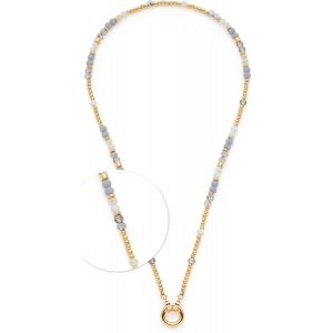 Jewels By Leonardo Collier Clip & Mix Bernie, Bijou De Cou En Acier Inoxydable Dor&eacute;, Perles Taill&eacute;es En Verre Dans Des Tons Blancs Et Gris, 42-43,3 Cm De Long, Bijou Cadeau Pour Femme, 025573 - Neuf