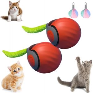 KAL-Jouet Interactif Pour Chat, Jouet À Queue Rapide, Balle Mobile À Roulement Automatique Avec Queue Moelleuse, Balle Interactive Intelligente Rechargeable Pour Chien Et Chat D'Intérieur - Neuf