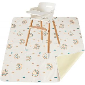 Tapis Pour Chaise Haute Bébé 110 X 110 Cm - Protection Sol Enfant Antidérapant Imperméable - Manger Jouer Extérieur Intérieur (Arc-En-Ciel) - Neuf