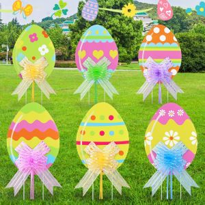 MEVRONISSHOP-12 pi&egrave;ces Panneaux de Jardin de P&acirc;ques, Signes du Jardin de P&acirc;ques Avec B&acirc;tons, Ruban et Colle, Panneaux de Cour d'?ufs ee P&acirc;ques pour D&eacute;coration de Jardin de Pelouse de F&ecirc;te de P&acirc;ques - Neuf