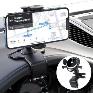 Car Mobile Phone Holder, 360 Degree Cell Phone Holder, Universal With Spring Clip Compatible With All Phones - Neuf