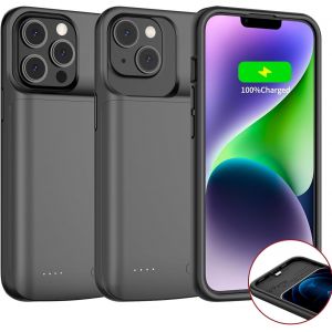 Senior-Coque Batterie Pour Iphone 14/14 Pro/13/13 Pro(6.1 Pouces) 7000Mah Rechargeable Batterie Externe Puissante Power Bank Chargeur Portable &Eacute;tui Housse Batterie De Secours Coques D'Alimen[L588] - Neuf