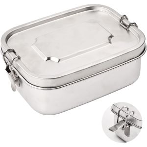 Kalanka-Bo&icirc;te &Agrave; Lunch Premium En Acier Inoxydable, 800 Ml Bo&icirc;tes &Agrave; Bento En Acier Inoxydable Bento Box En Anti Fuite Bo&icirc;te &Agrave; D&eacute;jeuner Avec Compartiment, Petite Bo&icirc;te &Agrave; Repas M&eacute;tal Pour Enfants Et Adu - Neuf