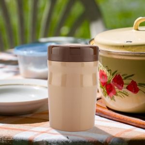 Hjlian Bouteille Isotherme En Acier Inoxydable Pour Aliments, Recipient Pour Aliments Braises, Boite A Lunch Pour La Conservation De La Chaleur (Marron) - Neuf