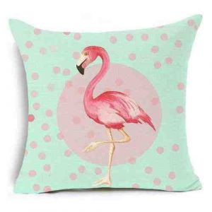 Housse De Coussin Flamant Rose 18 X 18 Cm - 3 Pi&egrave;ces - Coton Et Lin - Fermeture &Eacute;clair - 45 X 45 Cm - Ymd17 - Neuf