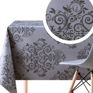 Ulteronixshop-Toile Cir&eacute;e Rectangulaire 250x140cm, Nappe Plastique en PVC Essuyable, Facile &agrave; Nettoyer, Imperm&eacute;able de Cuisine, Jardin en Vinyle Nappe, Couleur Gris Fonc&eacute;, Toile Cir&eacute;e avec Motif Baro - Neuf