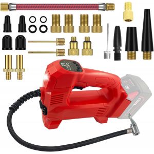 CHECARZHN--NO1-Compresseur Électrique Sans Fil Compatible Avec Batterie Milwaukee 20 V M18, 65 Psi, Portable, Avec Adaptateur De Valve, Fonction Autooff, Avec Écran Lcd Et Led, Voiture (Sans Batterie - Neuf