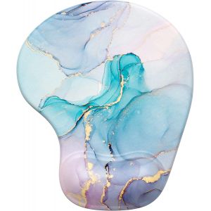Tapis De Souris, Ergonomique Tapis De Souris Gamer Avec Repose Poignet En Gel, Portable, Parfait Pour Ordinateur, Bureau, Travail, Fleur Noire - Neuf