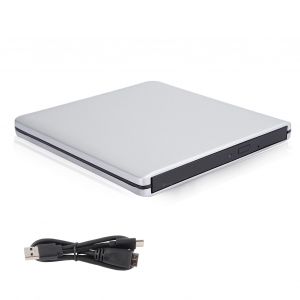 Graveur externe DVD/CD/RW USB 3.0, fin et portable, pour netbook, MacBook, ordinateur portable, argent - Neuf