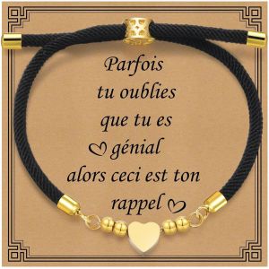 Kalanka-Bracelet Amitié Femme Porte Bonheur - Corde Noué Coeur Fait À La Main Protection Amulette Bonne Chance Pour Diplômés Couples Anniversaire Cadeau Noel Fete De Mere Grand Mere - Neuf