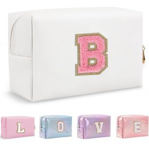 MAA-Organisateur de Trousse de Maquillage en Cuir PU 26 Lettres Pochette cosm¿¿tique Grande capacit¿¿ Trousse de Toilette de Voyage Femmes Filles Cadeaux d'anniversaire Sac de Rangement - Neuf