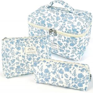 MAA-Trousse de Toilette Femme Voyage,Trousse Maquillage,Matelassée Trousse Toilette XL,Pochette Maquillage Grande Capacité Voyage Motif Floral pour Femme Fille - Neuf