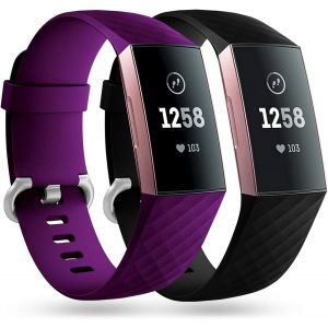 2 Pack Bracelet De Remplacement Compatible Avec Fitbit Charge 3 Bracelet/Fitbit Charge 4 Bracelet, Bandes De Sport Classiques Pour Femmes Hommes, Petit Grand - Neuf