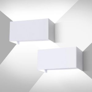 2pcs Applique Murale Extérieur 24w Led, Éclairage Luminaire Murale Extérieur Interieur Angle Réglable, En Aluminium Ip65 Étanche, Lumière Blanc Froid 6000k Pour Couloir Jardin Chambre, Blanc - Neuf