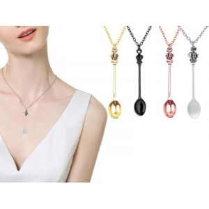 Ensemble De 4 Mini-Colliers Cuill&egrave;res Couronnes En Or, Argent, Or Rose Et Noir Pour Festivals Et F&ecirc;tes - Neuf