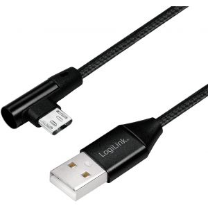 KAL-Câble Usb 2.0 Type A Vers Micro Usb Coudé À 90° Noir 0,3 M - Neuf