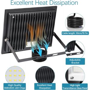 Tianyi-Projecteur Led Extérieur 100w10000lm Spot Led Extérieur7000k Blanc Froidip67 Etanche Super Lumineux Eclairage Exterieuréclairage Mural D'extérieur Pour Jardin, Patio, Garage - Neuf