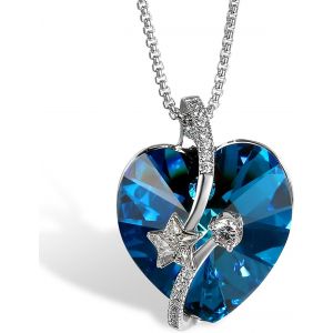 Collier Avec Cristal Effets Sp&eacute;ciaux De Couleur Changeable Bleu Et Vert Coeur De La Mer Cadeau Pour Femme M&egrave;re - Neuf