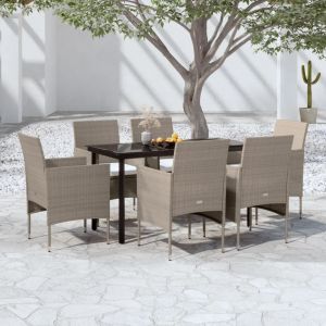 Prolenta Premium - Ensemble &Agrave; Manger De Jardin Coussins 7 Pcs Beige/Noir - Neuf