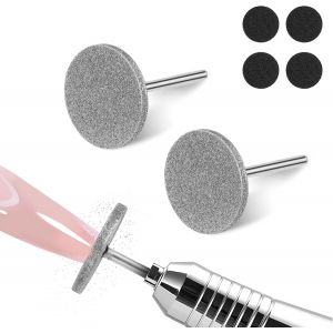 Lot De 2 Disques Abrasifs Pour Manucure Avec 4 Ponceuses &Agrave; Pieds De 20 Mm - Papier Abrasif &Eacute;lectrique Professionnel - Pour Ongles En Gel Acrylique (#107) - Neuf