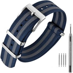 Kal-Bracelet De Montre En Nylon Avec Boucle En Acier Inoxydable, Sport Bande De Remplacement 16mm 18mm 20mm 22mm - Neuf