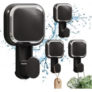 TIANYI-Crochet Ventouse Lot de 4 Crochet Mural en Plastique Crochet d'Aspiration Salle de Bain Ventouse Couronne de Noel Porte pour Sacs Serviette Peignoir de Bain Cusine Cl&eacute;s - Neuf