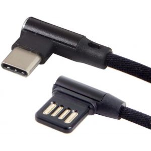 APT-Cablecc C&acirc;ble de donn&eacute;es Micro USB 5 broches/USB-C 3.1 Type-C vers coud&eacute; &agrave; 90 degr&eacute;s avec manchon pour tablette et t&eacute;l&eacute;phone 15 cm (USB-C 3.1 Type-C) - Neuf