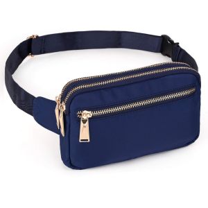 TIANYI-Sac Banane Femme Homme Fanny Pack Ceinture Imperm&eacute;able Nylon Mode L&eacute;ger Sac de Taille Plat Chic avec 3 Poches zipp&eacute;es - Neuf