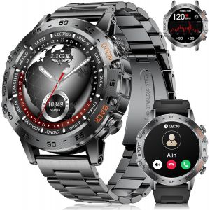 Montre Connect&eacute;e Homme Avec Appel Bluetooth,1.45'' Amoled &Eacute;cran/530Mah Batterie,Fitness Montre Avec 120+ Modes Sportifs,24/7 Moniteur De Fr&eacute;quence Cardiaque,Sommeil,Ip68 &Eacute;tanche Pour Android Ios - Neuf
