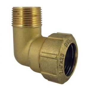 Raccord PE Laiton 90&deg; 25x3/4" - Eau Potable et Gaz - Neuf